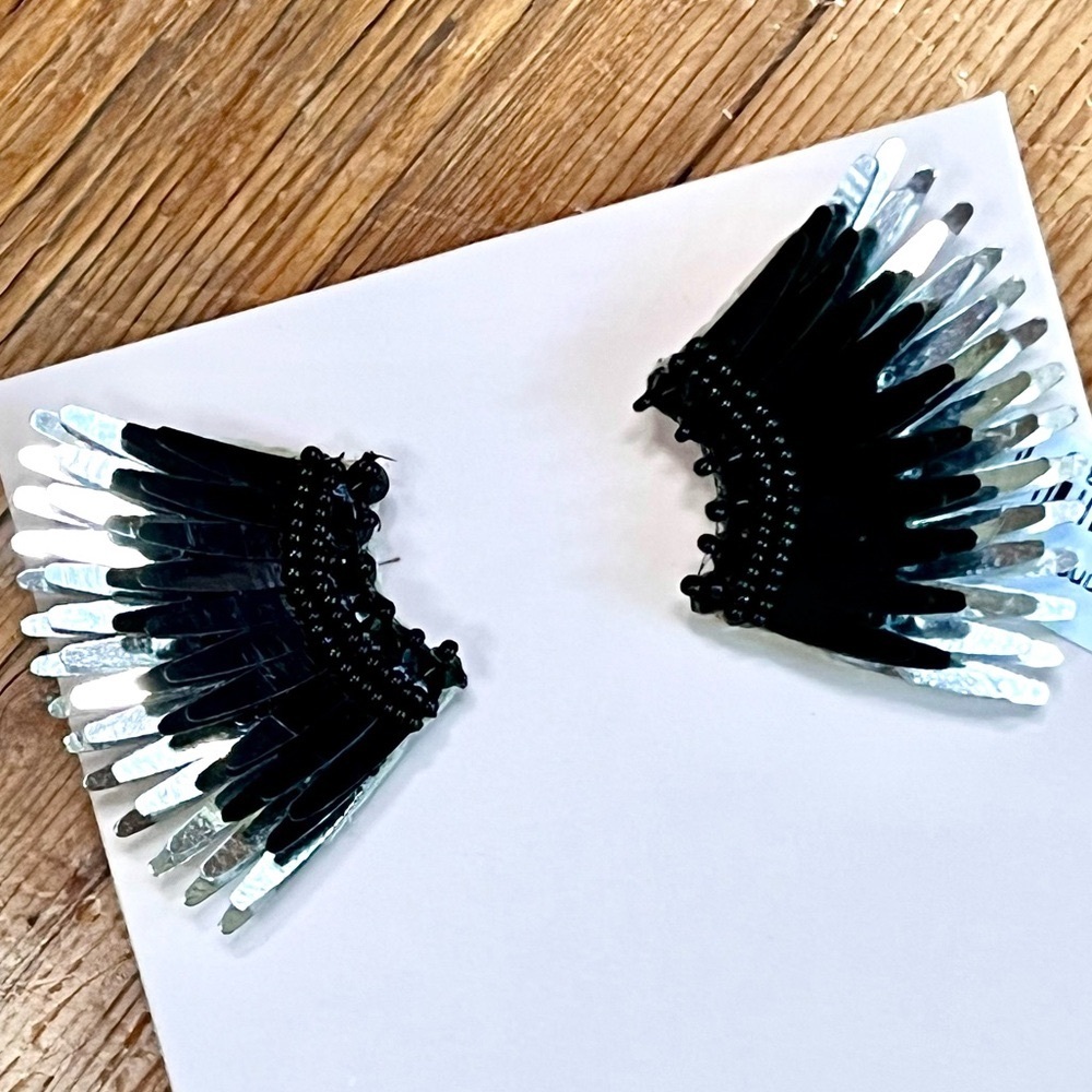NWT Mignonne Gavigan Mini Madeline Earrings Black Silver - Picture 9 of 16